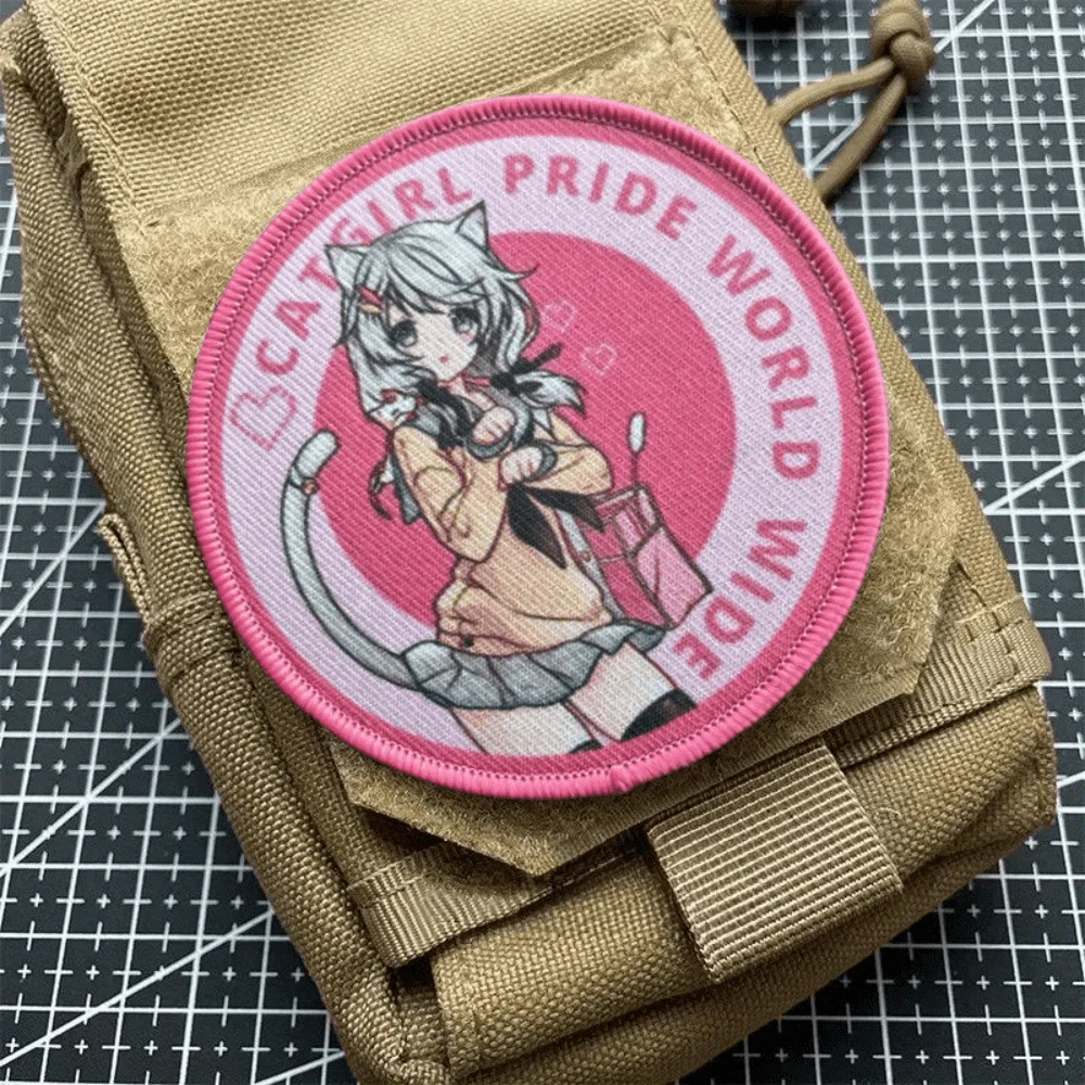 Parche táctico de Anime Cat Girls JDM Gun Girl, parches de gancho y bucle impresos, insignia de moral militar, brazalete, mochila, chaleco, pegatinas - imagen 4