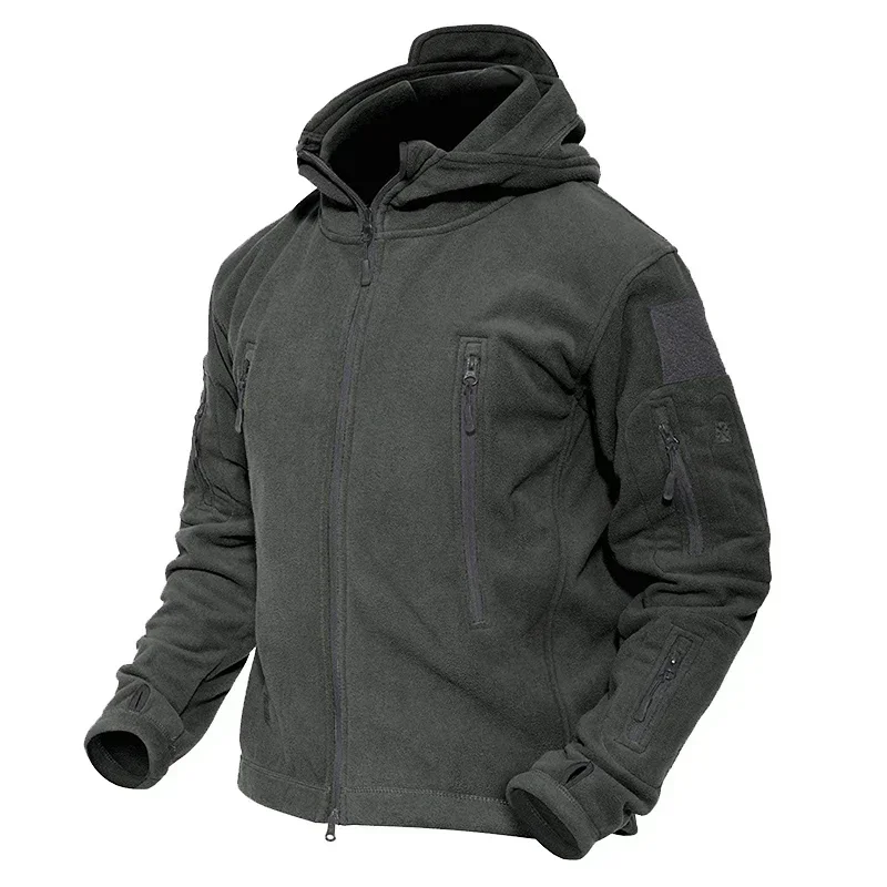 Chaquetas cálidas para exteriores de invierno para hombre, abrigos de lana con forro frío, chaquetas rígidas con capucha sólidas para hombre, abrigos deportivos con cuello levantado - imagen 5