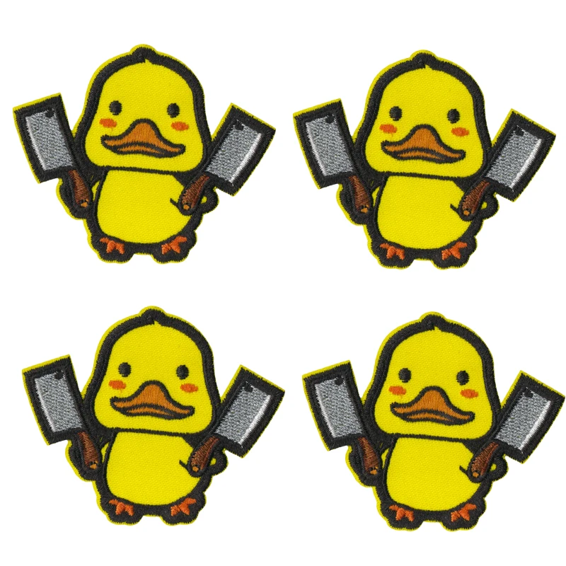 10 unids/lote divertido pato bordado DIY dibujos animados Animal gato pato parche hierro en parches para ropa sombreros chaquetas coser insignias pegatinas - imagen 4