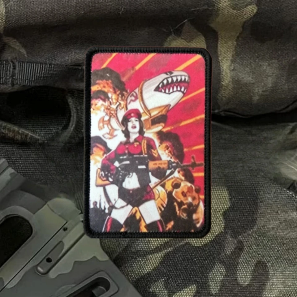 Parches impresos con insignia de moral de niña con pistola para ropa, apliques militares tácticos, gancho y bucle, accesorios para mochila, pegatinas - imagen 4