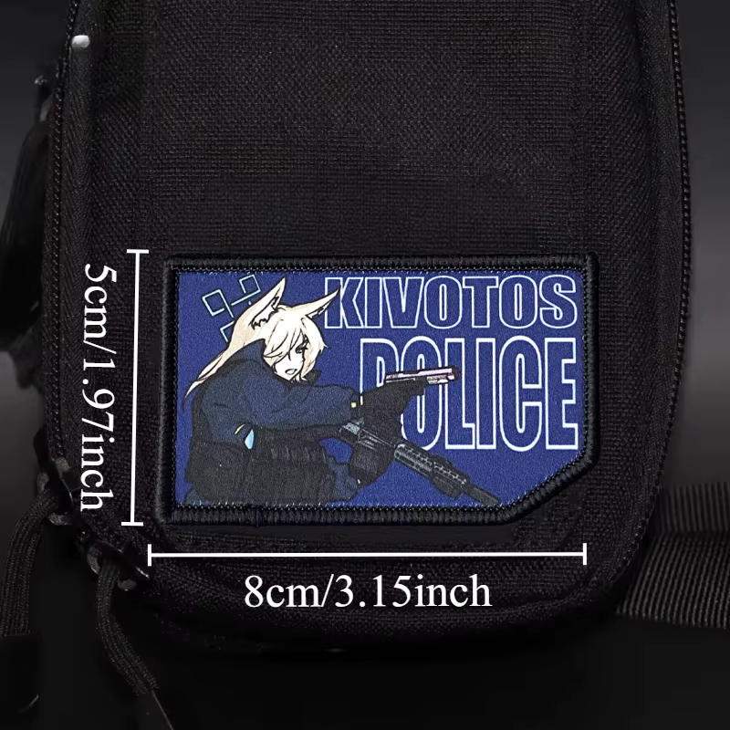 Parche táctico velcro archivo azul – Anime militar moral para mochila - imagen 2
