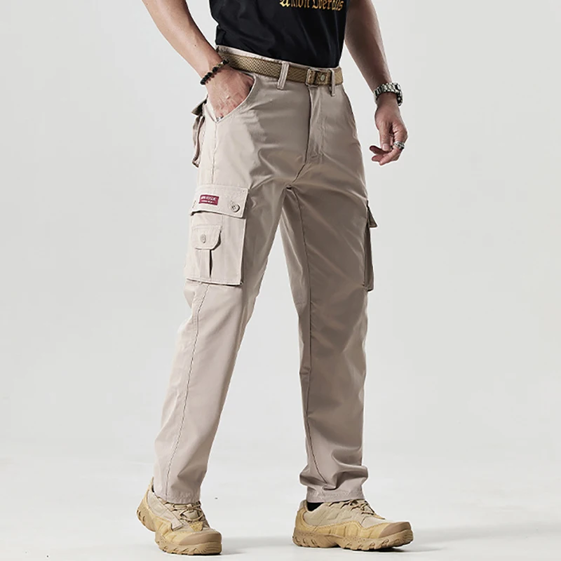 Pantalones de escalada con múltiples bolsillos para hombre, pantalón Cargo para trabajo al aire libre, ropa de trabajo informal de negocios, pantalones rectos finos para senderismo, 2 uds. - imagen 4