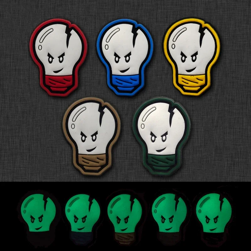 Parches de goma con bombilla pequeña de pvc, gancho y bucle, ropa táctica, parche para mochila, sello de moral 3d, accesorio táctico diy - imagen 2