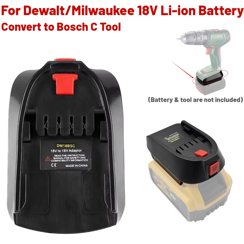 Adaptador convertidor de batería de iones de litio para Dewalt para batería de iones de litio Milwaukee de 18V utilizada para herramienta eléctrica Bosch C de 18V