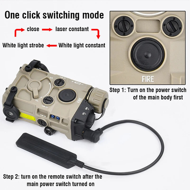 WADSN táctico OGL Eotec Nylon plástico rojo verde azul punto vista ajustar iluminación puntería caza blanco LED linterna estroboscópica - imagen 2