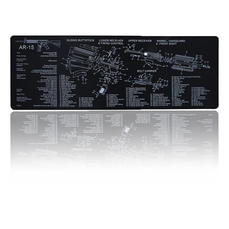 Alfombrilla de limpieza de pistola con diagrama de pieza e instrucciones, herramienta de construcción de reparación de AR15, Banco de Armorers, alfombrilla de ratón para pistola de caza - imagen 3