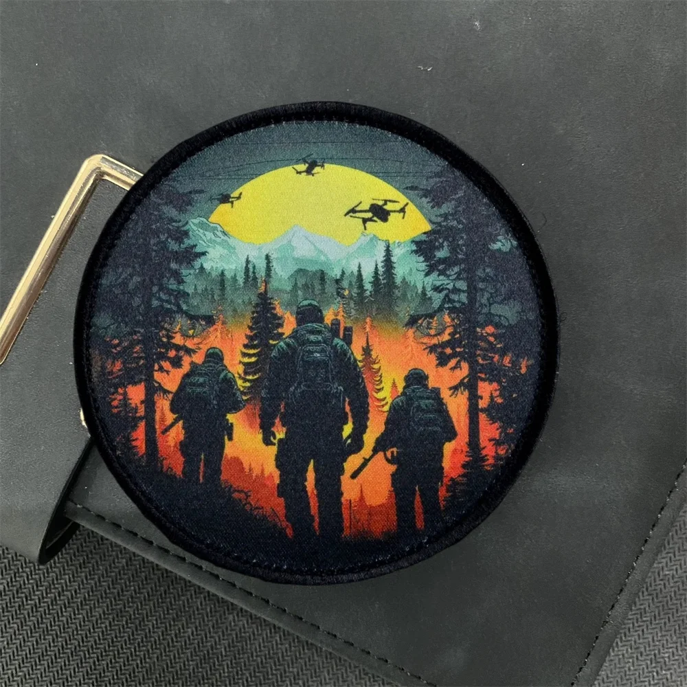Parche de insignia de moral táctica de aventura de Dron de la selva, emblema del ejército militar, Impresión de gancho y bucle, pegatina de Mochila deportiva al aire libre - imagen 4