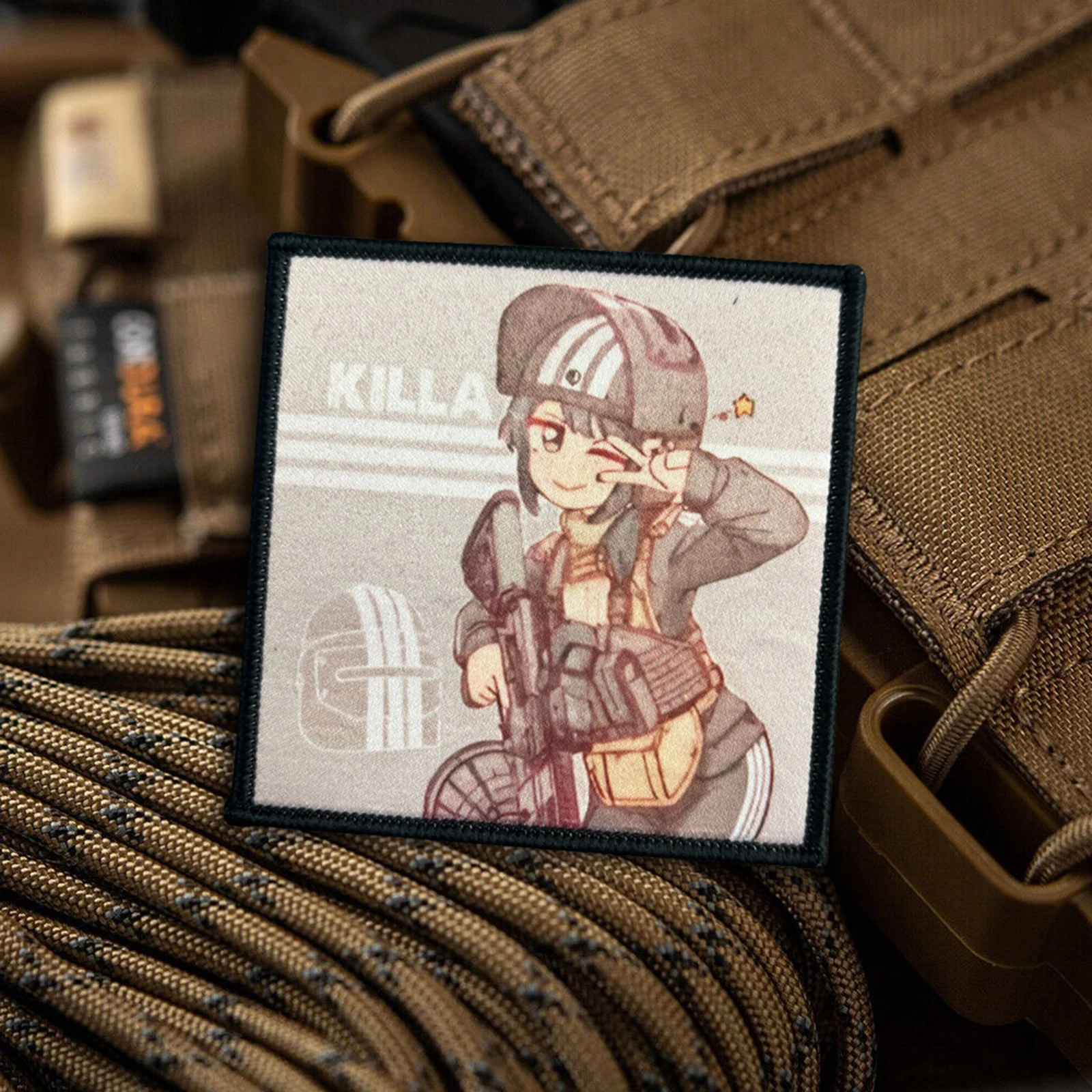 Parche táctico Killa Anime Girl, parches de gancho y bucle para ropa, insignia de moral, brazalete del ejército militar, pegatinas para mochila - imagen 4