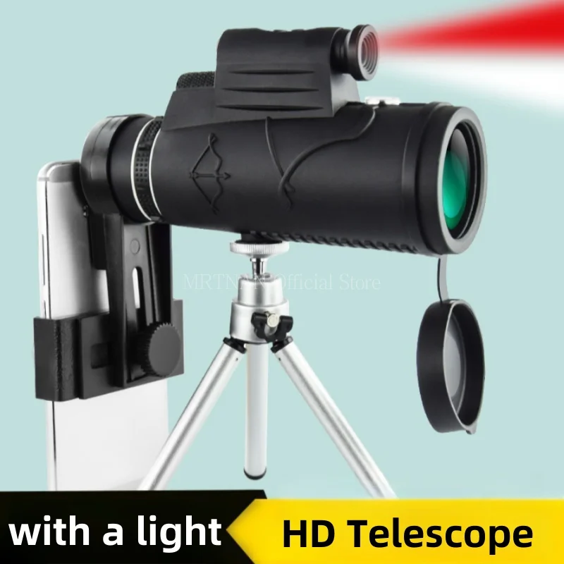 Potente telescopio Monocular HD de largo alcance, Zoom con trípode, Clip para teléfono, caza al aire libre, Camping, turismo, 50x60