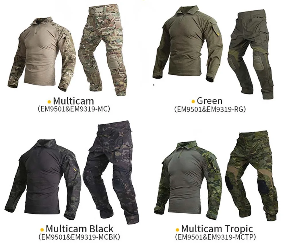 Emersongear-Conjunto de uniforme de combate táctico G3, versión mejorada 2019, traje para hombre, camisas, pantalones, Tops, pantalones de carga EM9501 EM9319 - imagen 4