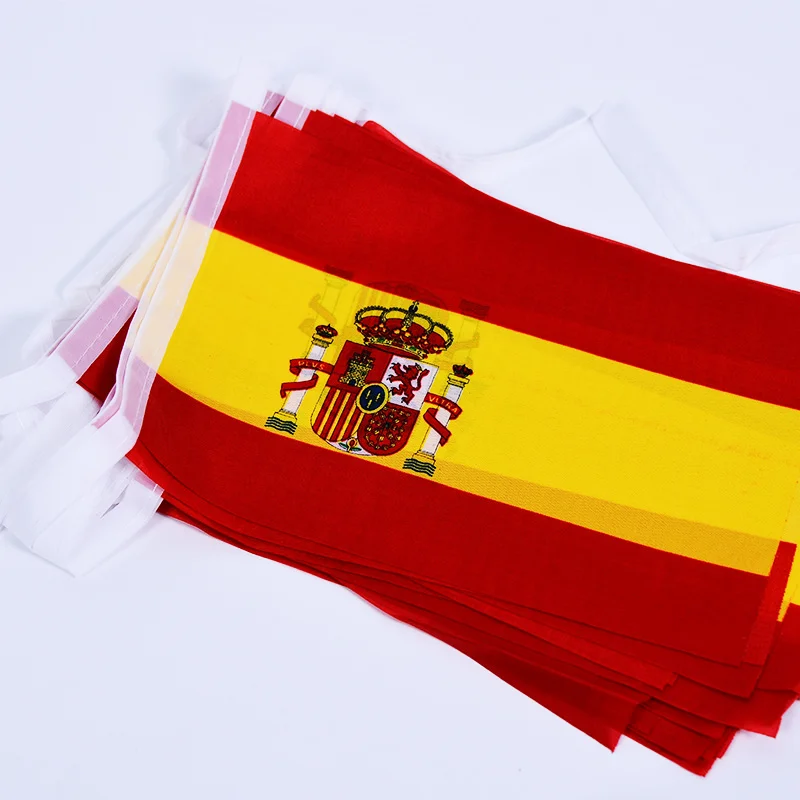 20 unids/lote banderas de banderines de España 14x21cm banderín de poliéster banderas de cuerda de España banderines de pancartas decoración de fiestas y vacaciones - imagen 3
