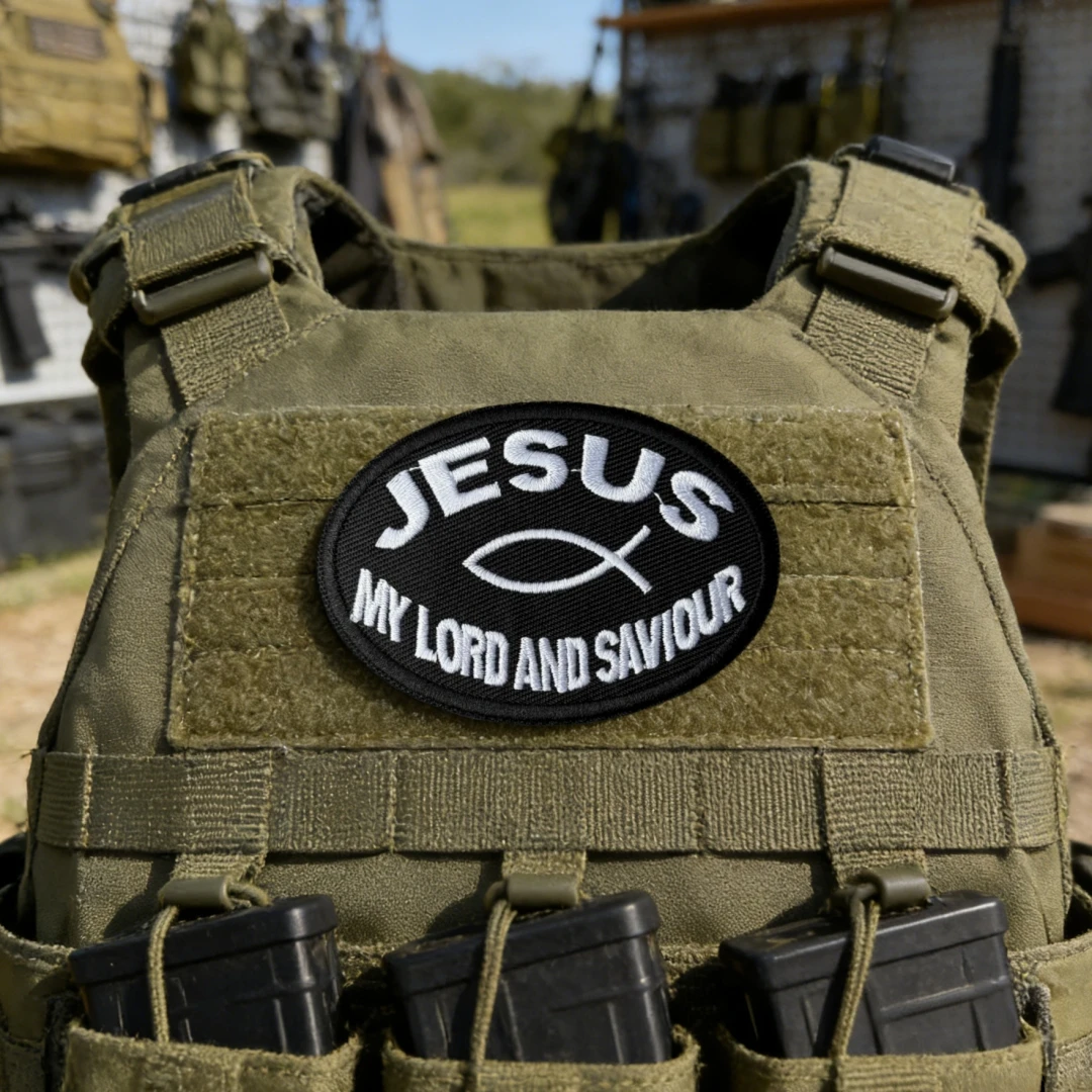 Parche de Jesús, mi Señor y Salvador, insignia de moral táctica, parches bordados de gancho y bucle para ropa, pegatina de equipo militar