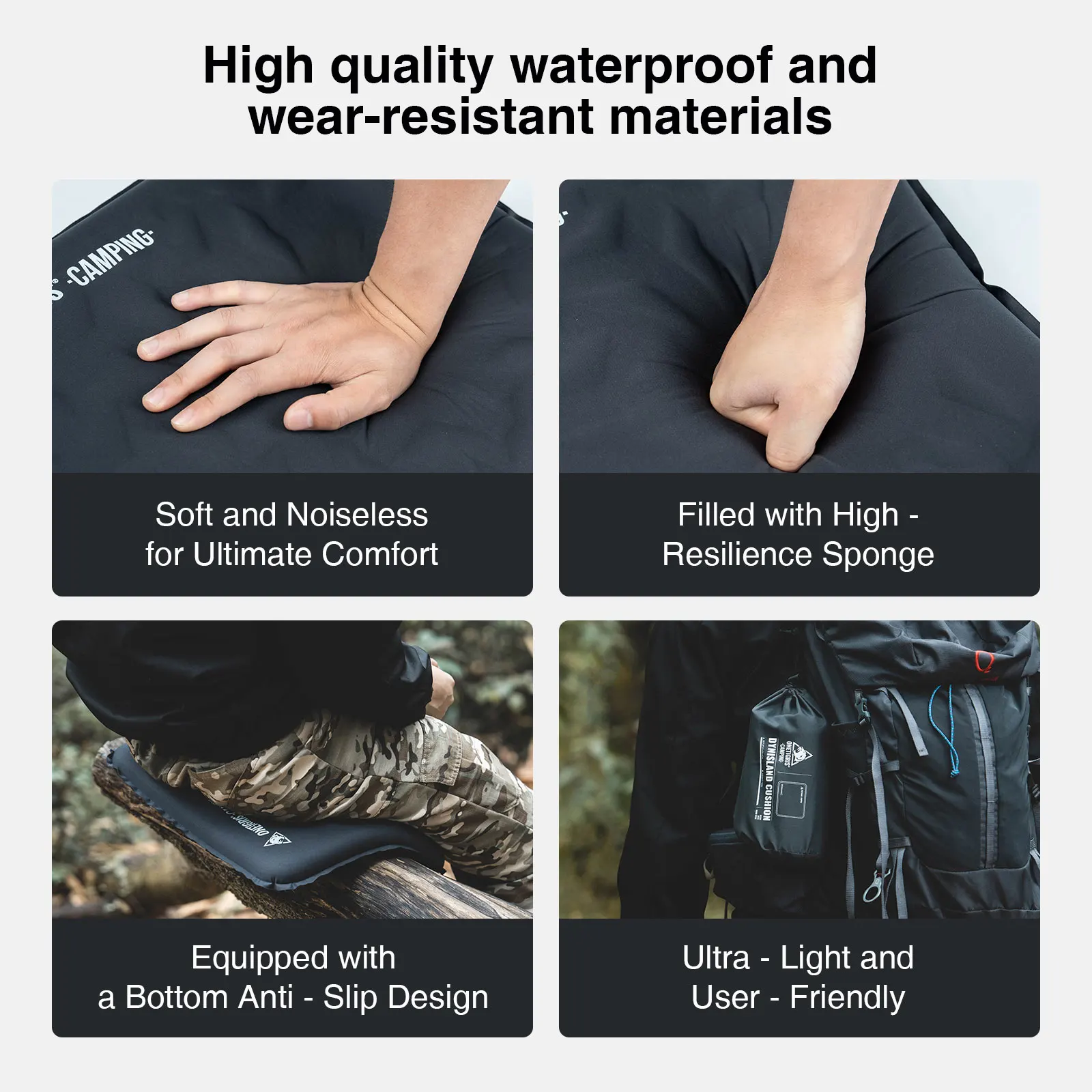 Cojín de asiento inflable OneTigris Dynisland, cojín de asiento de espuma viscoelástica autoinflable ligero para silla de Camping de estadio - imagen 5