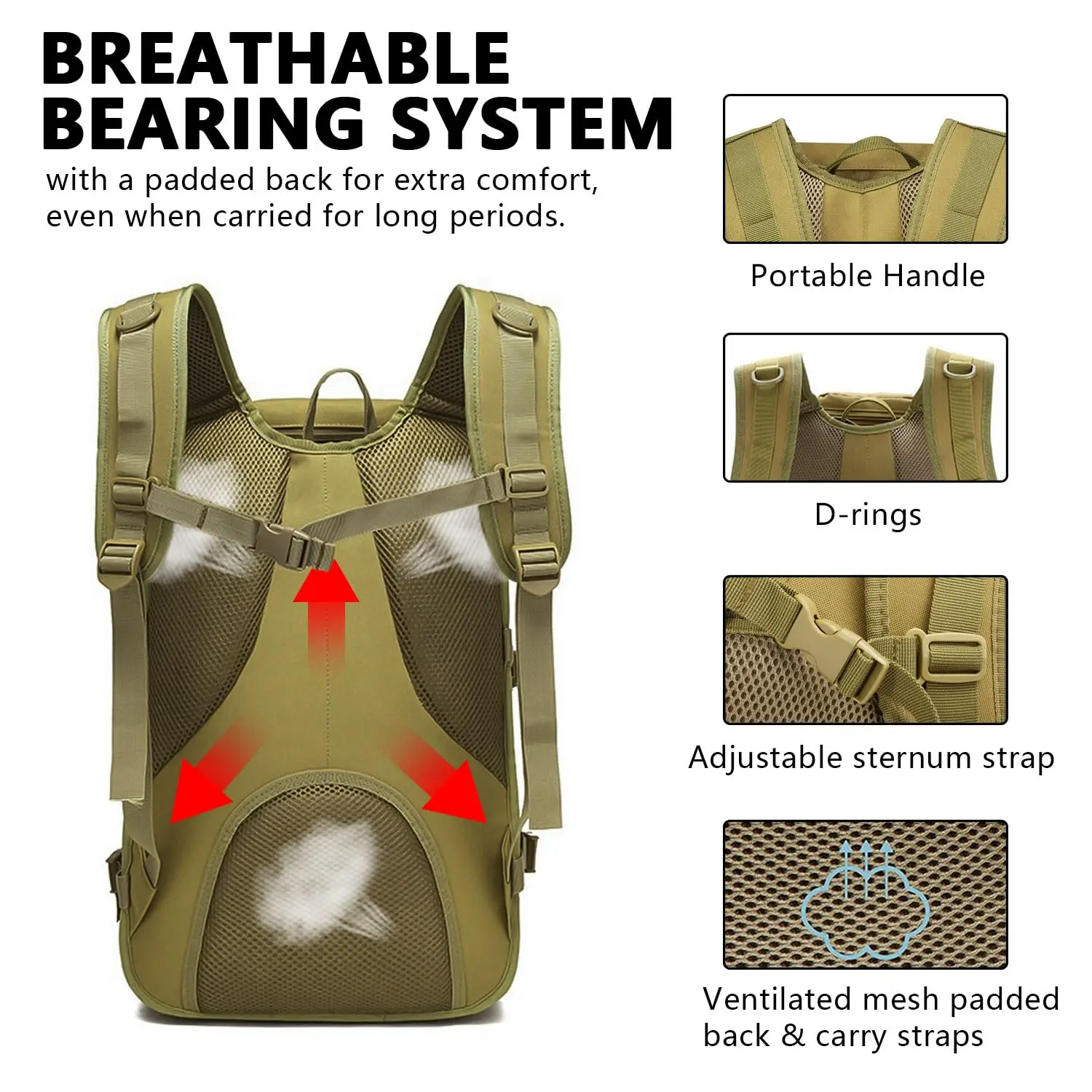 Mochila táctica, mochila militar de 40L, mochila de trekking, mochila de supervivencia, mochila grande para senderismo, mochilas para exteriores - imagen 2