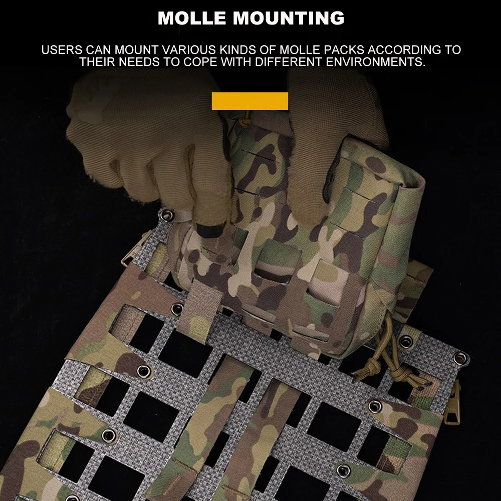 Chaleco táctico FCPC V5, soporte de Panel trasero MOLLE, montaje con cremallera, chaleco ligero de combate para caza, Airsoft, portador de placa, equipo de expansión - imagen 5