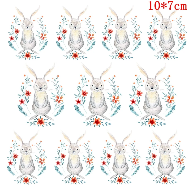Parches térmicos de transferencia de calor Vynil para planchar, adhesivos de dibujos animados de animales de la selva, para ropa, zorro, ciervo, oso, 10 piezas - imagen 5