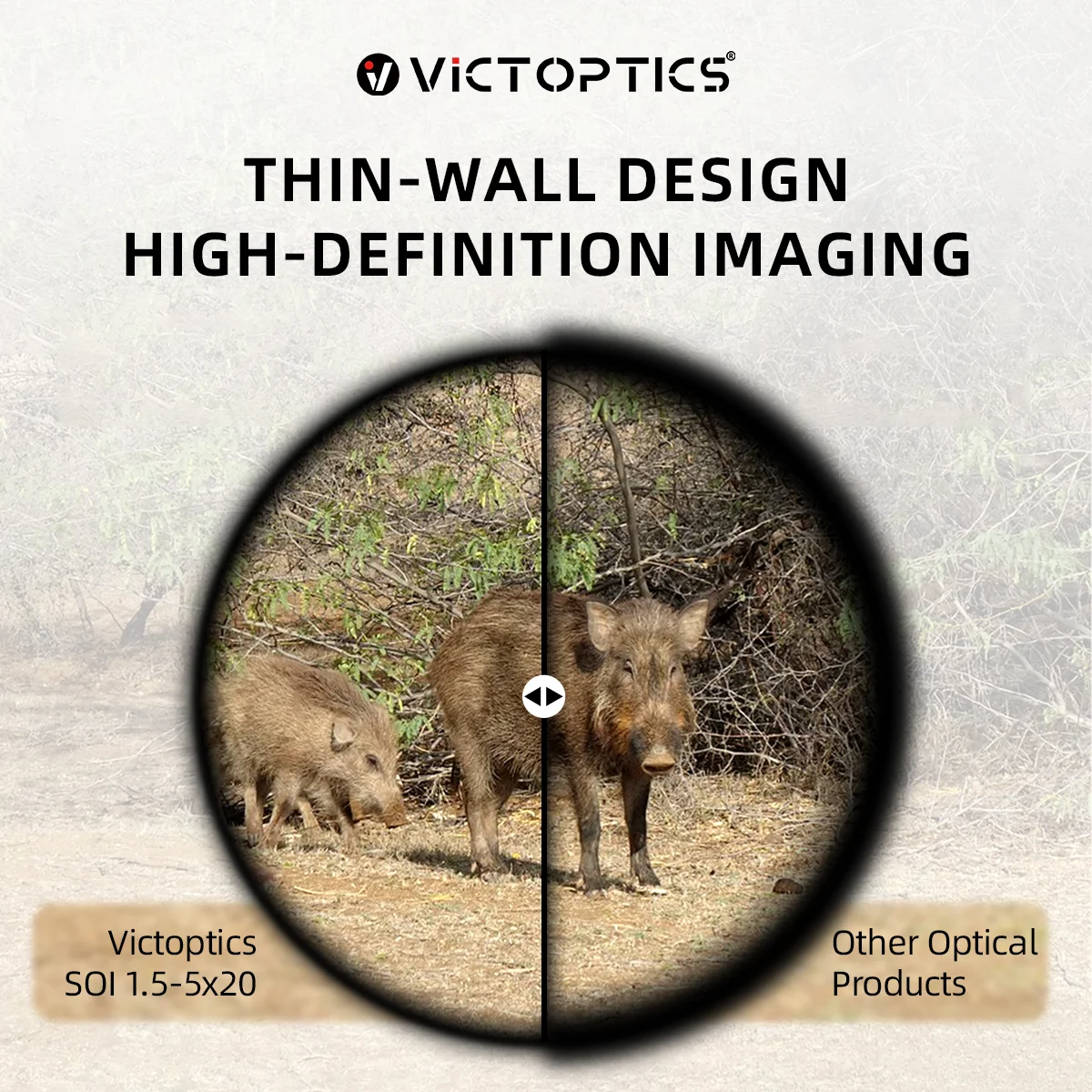 VictOptics SOI 1.5-5x20 SFP LPVO mira telescópica 1 pulgada, ligera y compacta, lente FMC, retícula iluminada R & G (5 niveles), para caza, CQB y airsoft - imagen 3