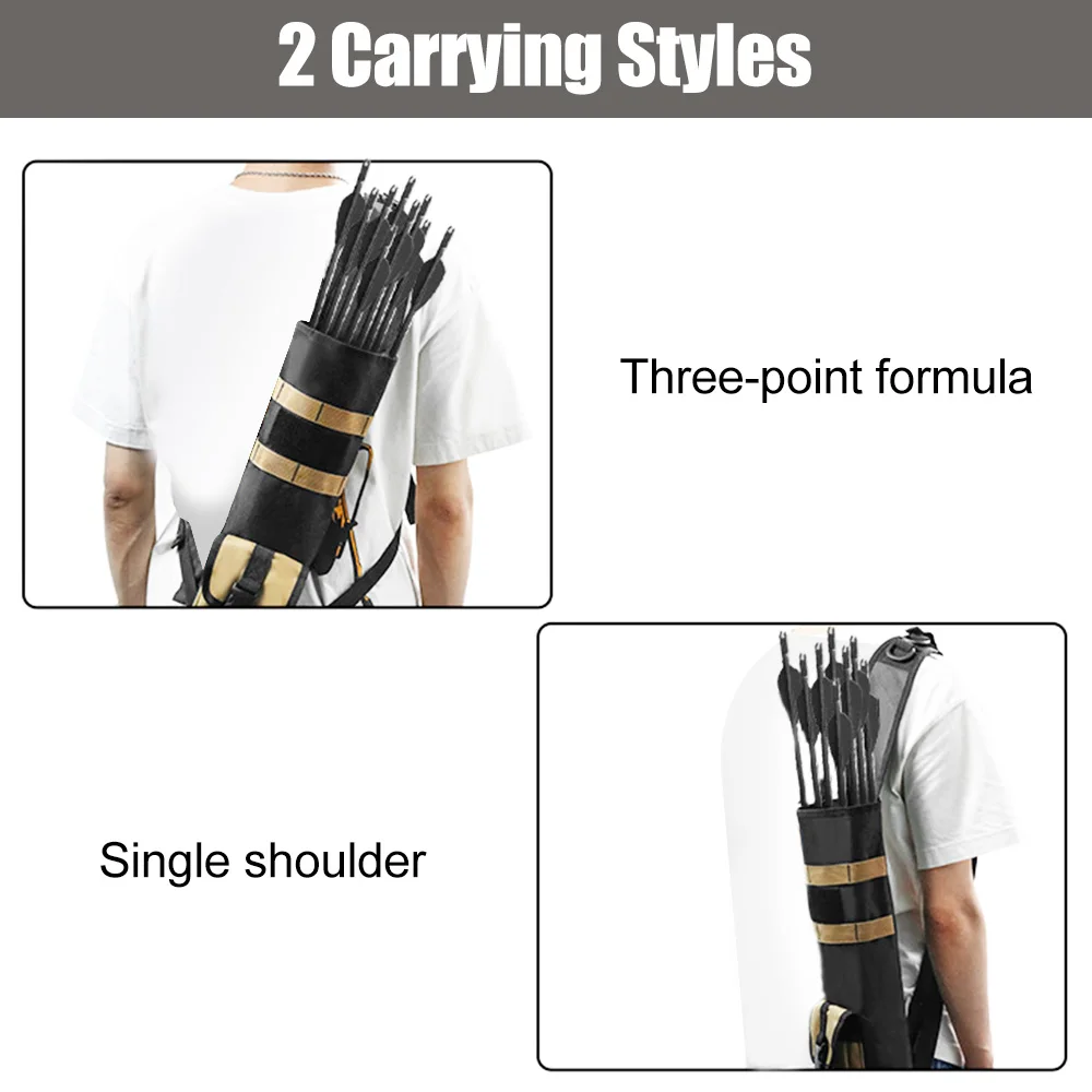 Bolsa de flecha de aljaba de tiro con arco, aljaba de flecha abierta, bolsa de soporte de flecha con correa ajustable y sistema Molle, bolsillo para caza y tiro - imagen 5
