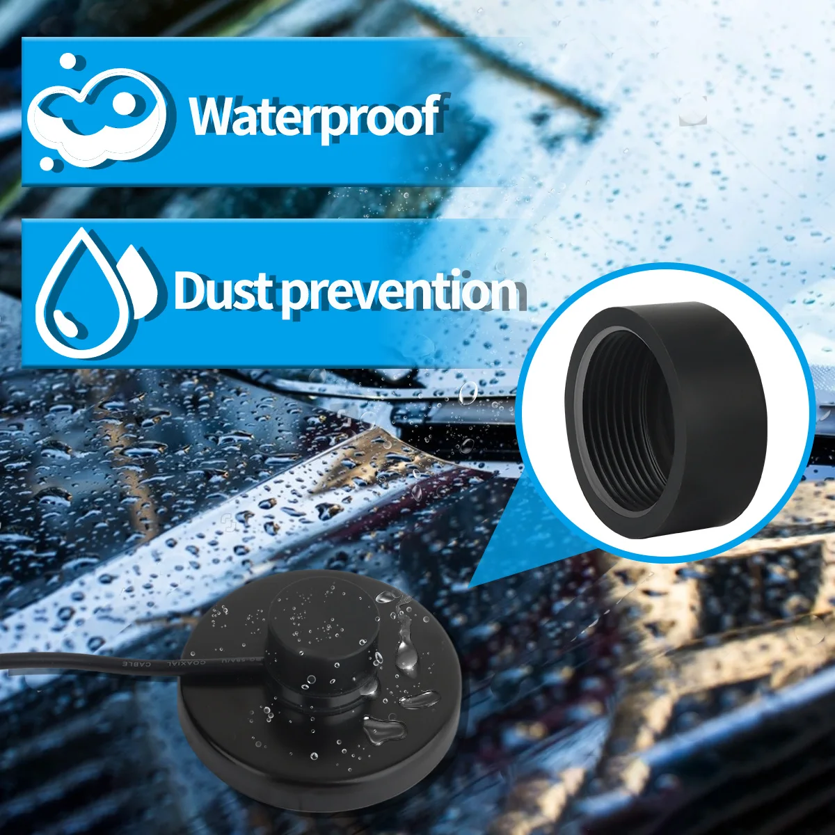 Tapa de montaje de antena ABBREE NMO, resistente al agua con junta tórica, cubierta para lluvia y clima, interfaz protectora, plástico duradero negro - imagen 4