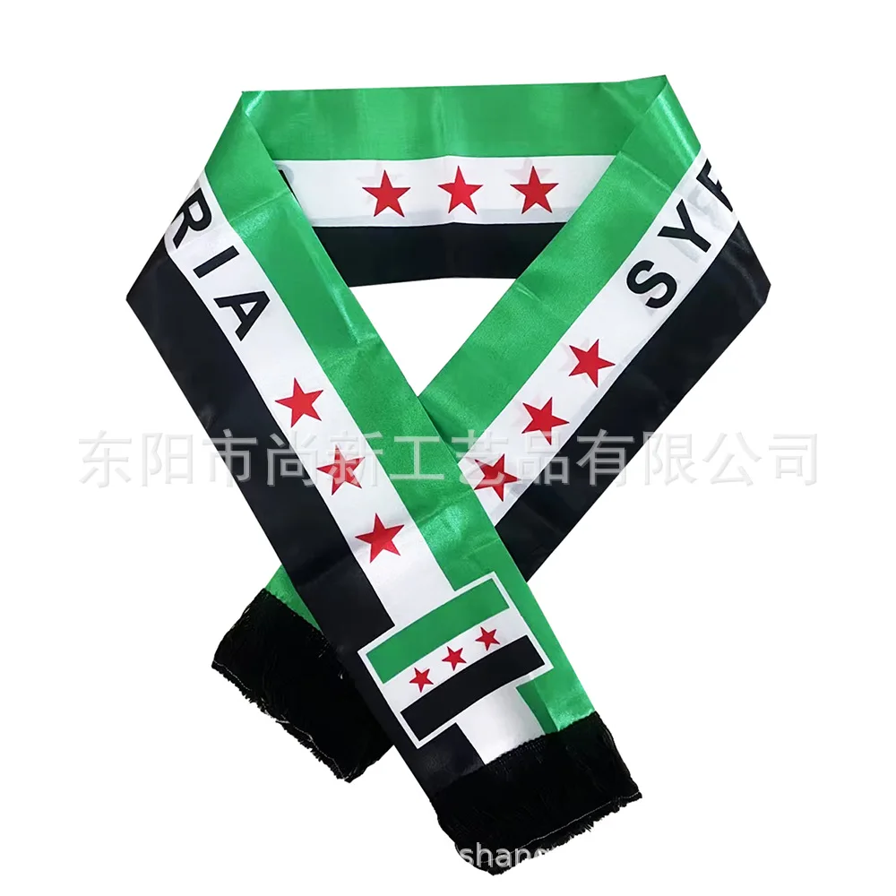 Bufanda de Siria personalizada con bandera de cielo, 14x135cm, cartel de bufanda de tres estrellas de la República Árabe siriana para decoración de eventos - imagen 2