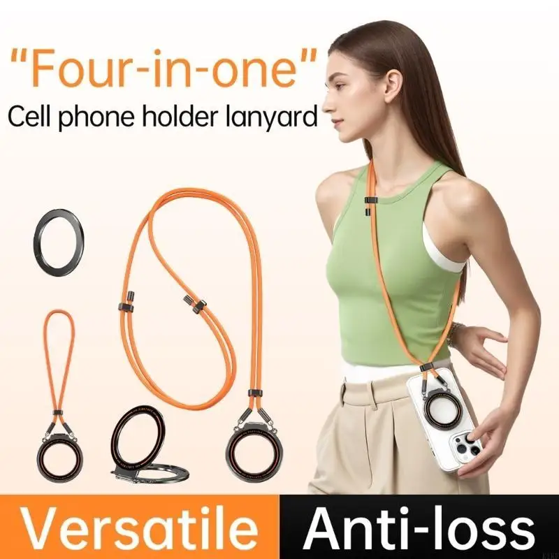 Correa magnética desmontable para teléfono, soporte ajustable para cuello y hombro, soporte para teléfono antideslizante para