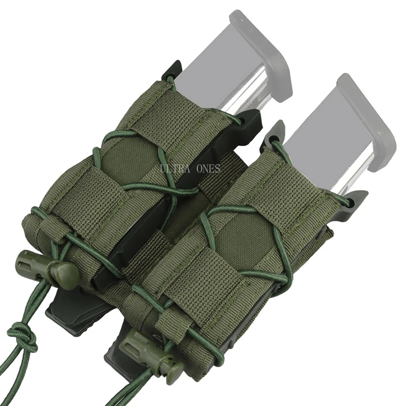 Bolsa de doble pistola para revistas Molle, bolsa táctica Mag, cinturón Dual Mag, soporte para linterna, funda, accesorios de caza - imagen 2