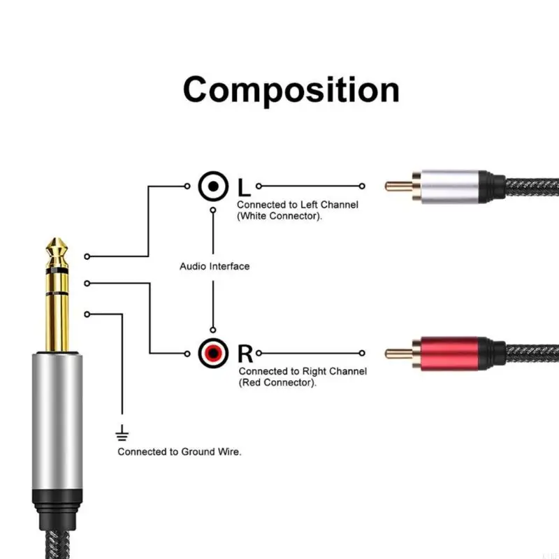 Cable divisor TRS 6,35mm estéreo a 2 RCA macho - imagen 5