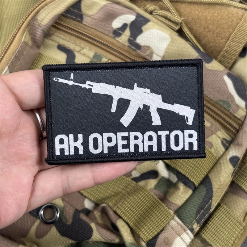 Parche impreso "AK OPERATOR", insignia de moral táctica, parches militares con gancho y bucle, pegatinas para mochila y ropa - imagen 4