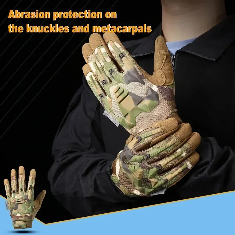 Guantes tácticos de camuflaje para hombre, caza al aire libre, senderismo, escalada, deportes, Camping, combate, antideslizante, ciclismo, bicicleta, manoplas con dedos completos para mujer - imagen 5