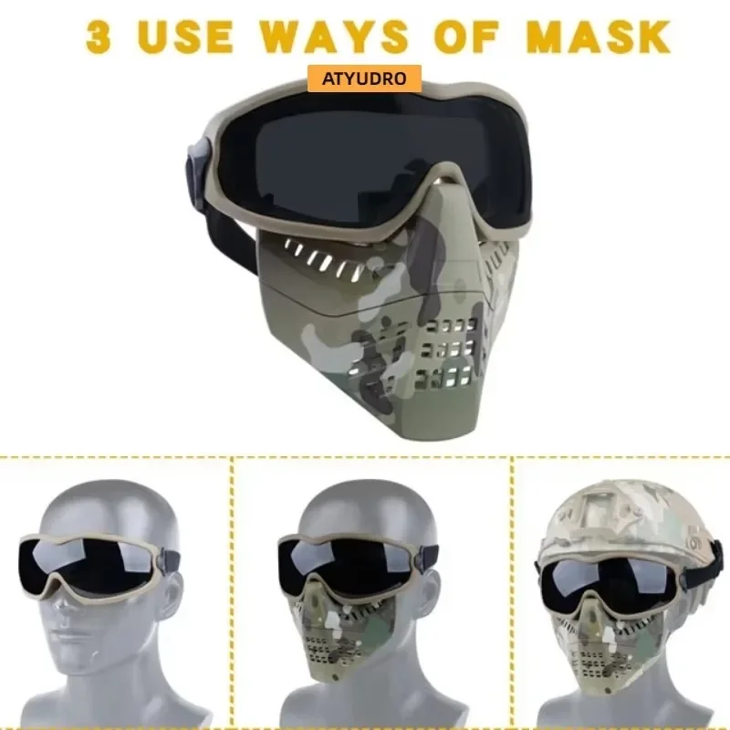 Gafas tácticas de cara completa para tiro, máscara antiniebla desmontable CS Paintball, protección para caza, accesorios deportivos Airsoft - imagen 4