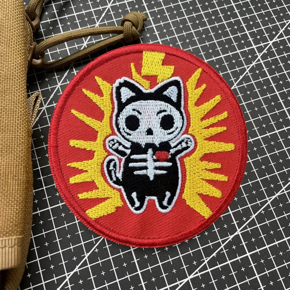 Kotik-Parche táctico bordado de esqueleto, brazalete divertido con gancho y bucle, insignia de moral militar, pegatinas para mochila y ropa - imagen 2