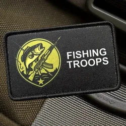 Parche estampado de tropas de pesca, chaleco divertido, sombreros con gancho y bucle, insignia de moral, mochila, pegatinas decorativas, parches para brazalete para ropa