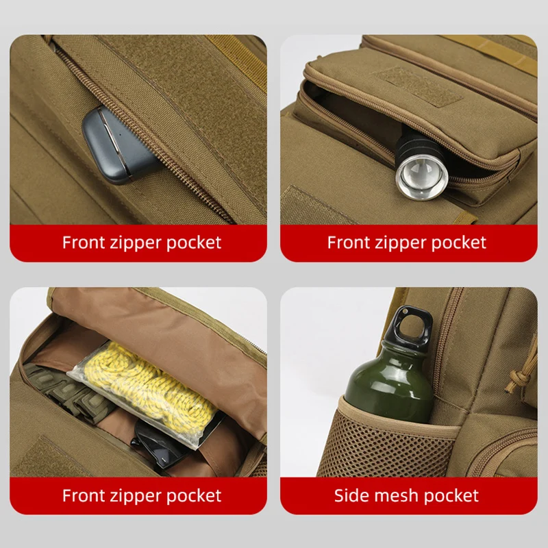 Bolsa táctica de pecho para escalada con soporte para caña, gran capacidad, señuelo para exteriores, pesca, ciclismo, caza, Camping, bolsos de hombro tipo bandolera - imagen 5