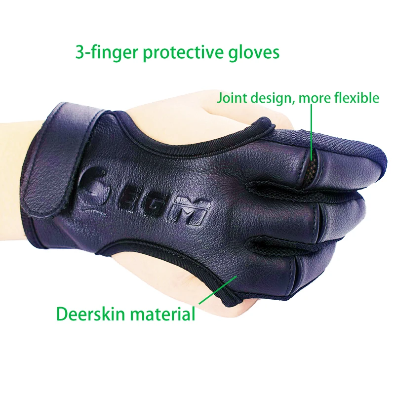 Eagleaim3-funda protectora de cuero para dedos, arco elástico para tiro con arco, guantes protectores de 3 dedos, guantes de seguridad para tiro con arco - imagen 3