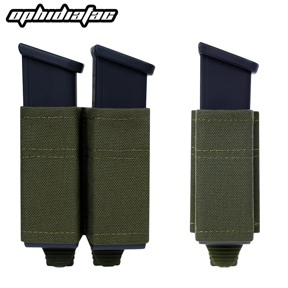 Bolsa táctica para revistas y pistola, bolsa individual rápida de 9MM, soporte doble para Airsoft de caza con Clip de soporte de nailon - imagen 2