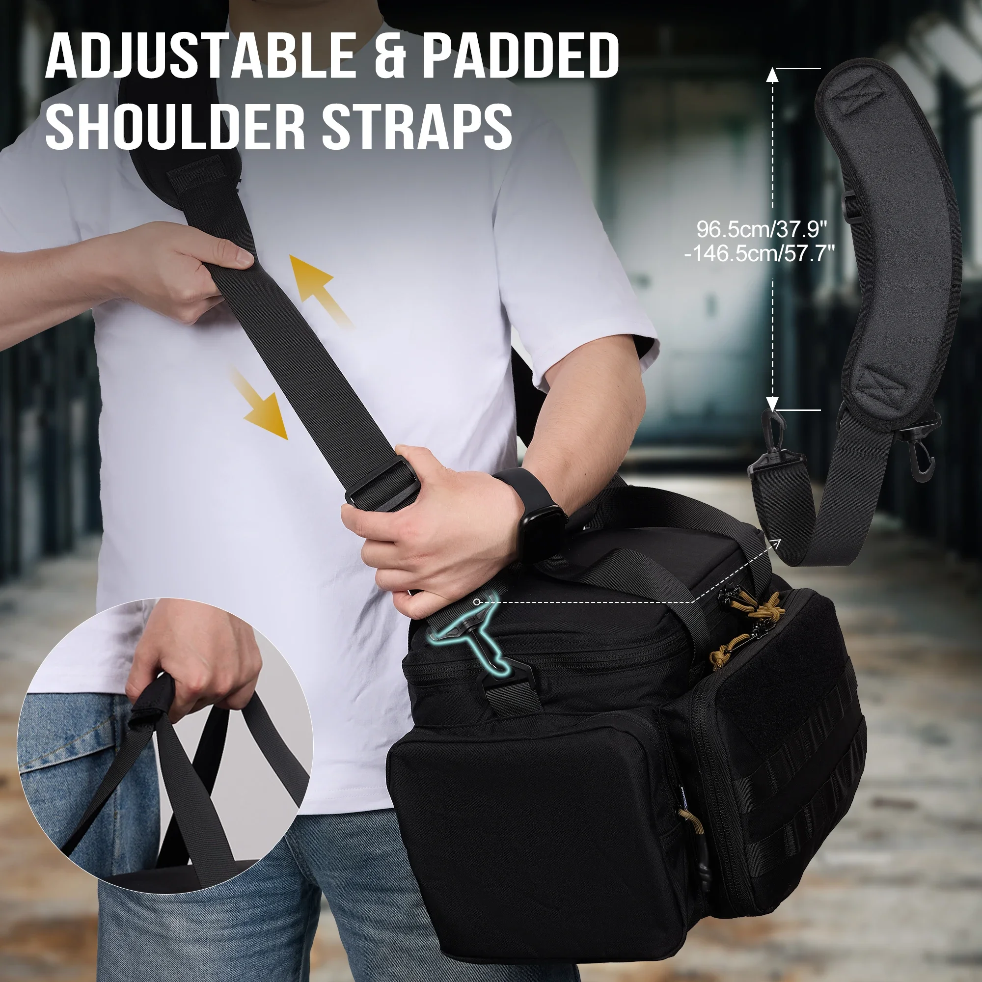 ONETIGRIS Bolsa de alcance para pistola, bolsas de tiro de caza para pistola con 3 divisores extraíbles Bolsa de lona para pesca, senderismo, deportes - imagen 3