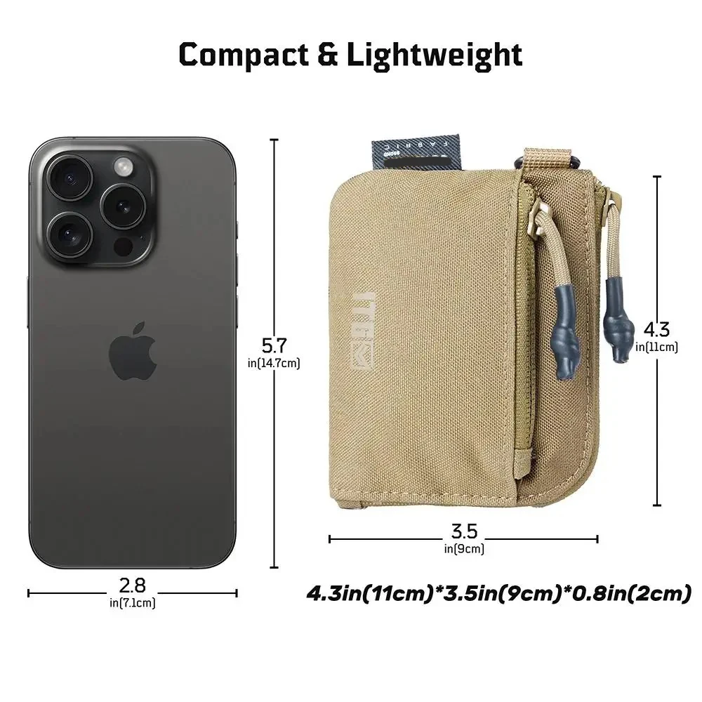 Bolsa táctica EDC impermeable 1TG, llavero portátil de camuflaje, Kit de viaje, monedero, Mini monedero, ranuras para tarjetas y bolsa con cremalleras - imagen 5