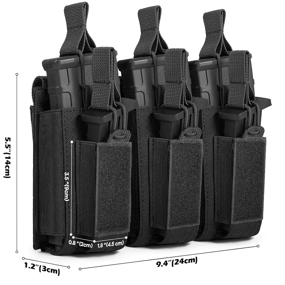 Bolsa Triple Mag de doble capa, bolsa abierta para revistas de Rifle superior de 9MM para soporte magnético M4 de 5,56mm, bolsa táctica, equipo de caza Airsoft - imagen 4