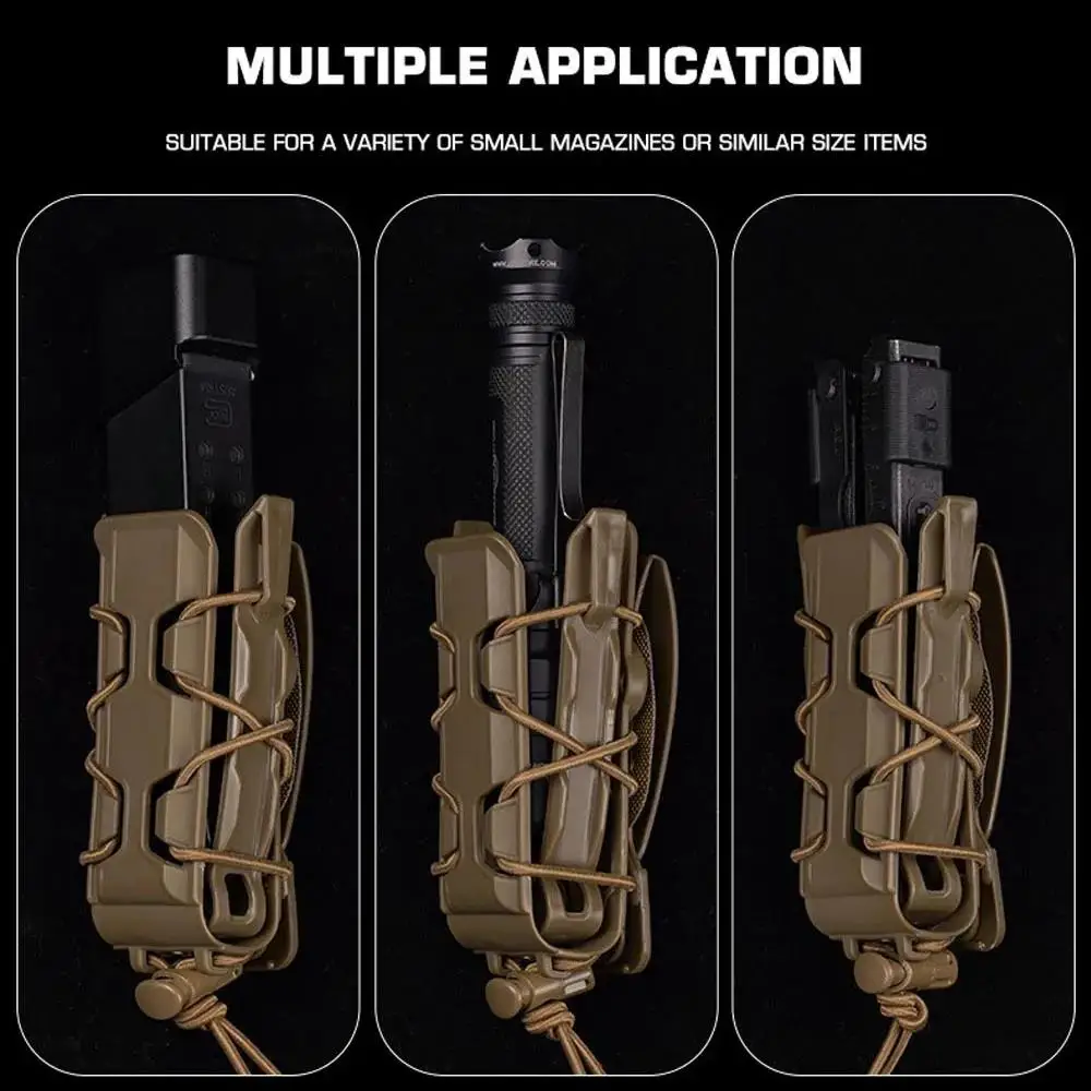 Bolsa táctica para revistas de pistola, bolsa con soporte para Mag de 9mm/45ACP, sistema Molle de liberación rápida ajustable, equipo Airsoft para caza y tiro - imagen 4
