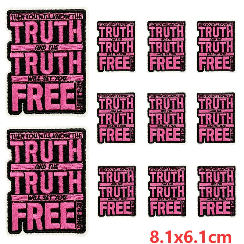 10 unids/lote de apliques de letras/frases rosas, parches para planchar para ropa, parches bordados con texto de dibujos animados en ropa, insignias fusibles - imagen 4