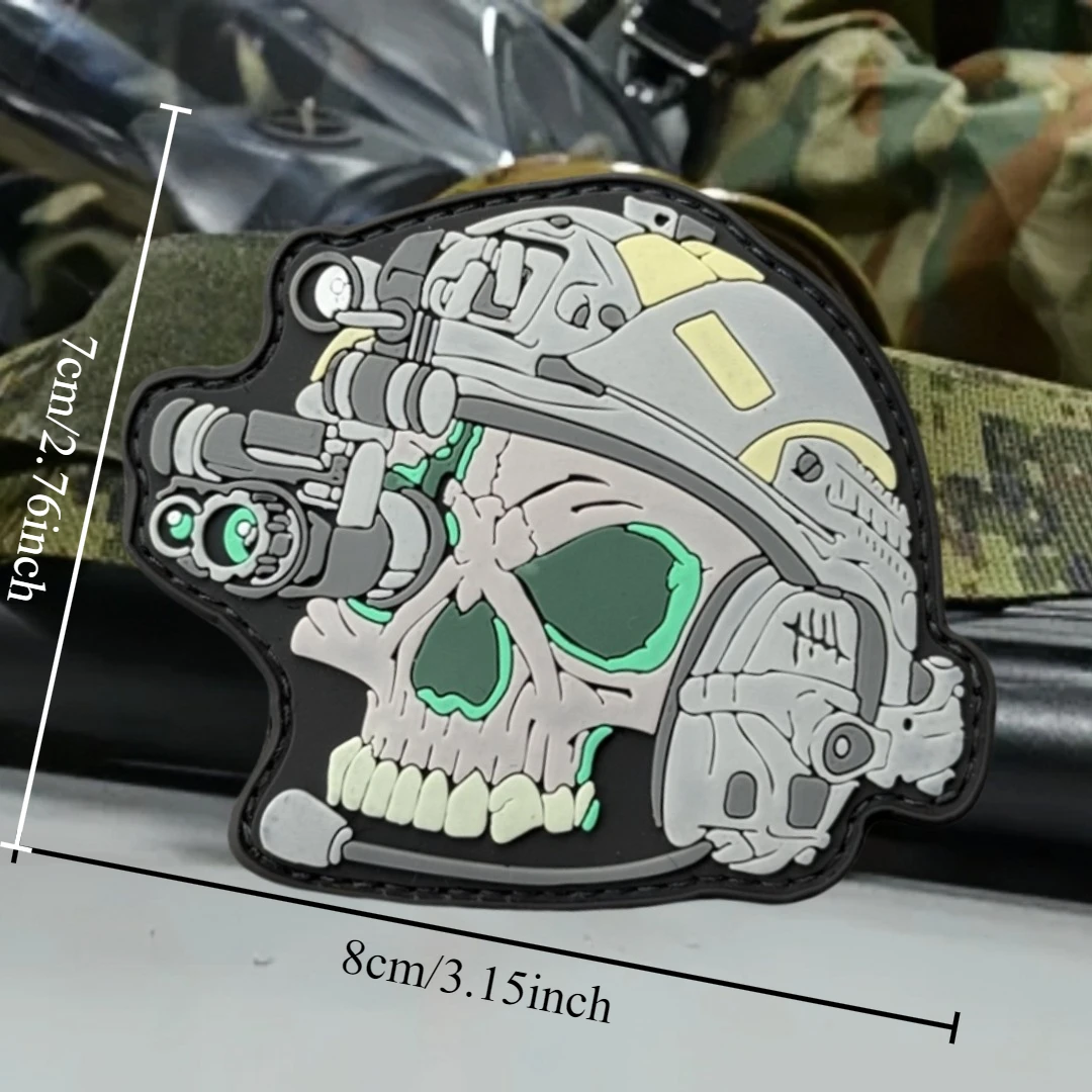 Insignia de moral táctica de calavera de cazador, parche de PVC para ropa, parches militares con gancho y bucle, pegatina para mochila, apliques para brazalete - imagen 2