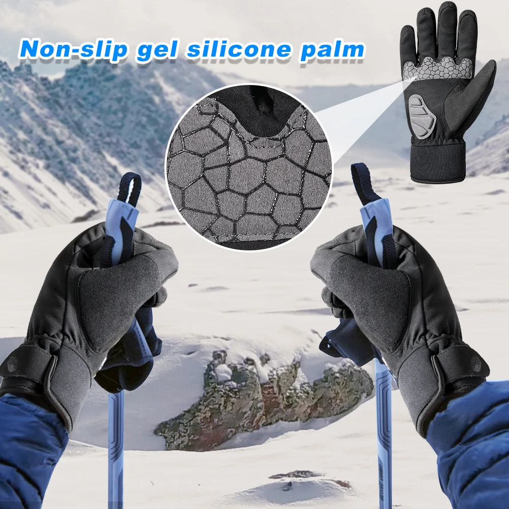 Guantes de esquí impermeables a prueba de viento para hombre y mujer, guante antideslizante cálido y acogedor para Snowboard, deportes de clima frío, ciclismo y moto de nieve - imagen 5
