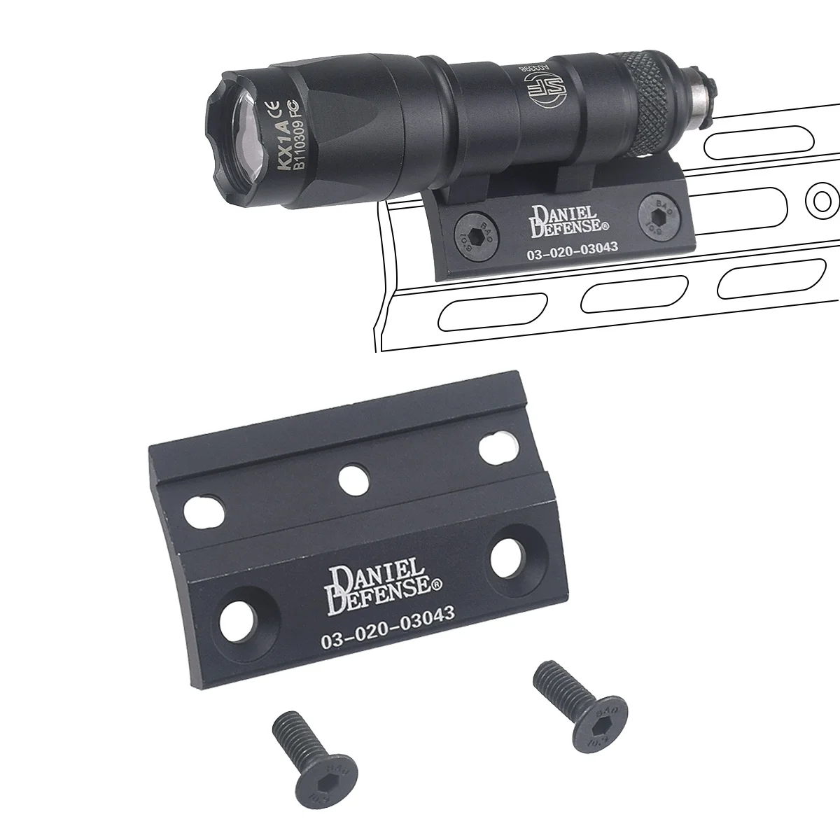 Serie ARIS táctica Surefire M300 M600 montaje de explorador compensado M lok Keymod SMR Base de riel caza Airsoft soporte para linterna - imagen 5