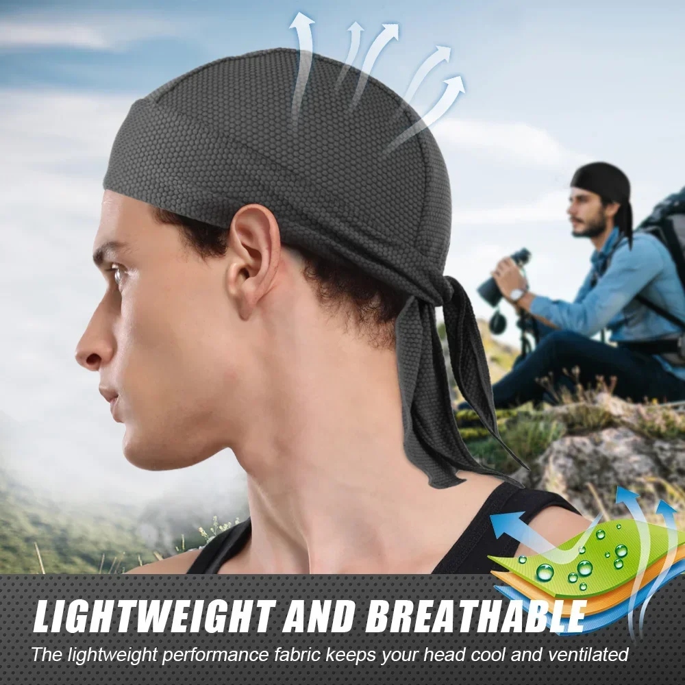 Pañuelo deportivo para la cabeza, gorro de hip hop, diadema pirata, ligero, transpirable, para senderismo, correr, Bandana, sombrero, sombreros para hombres y mujeres, verano - imagen 4