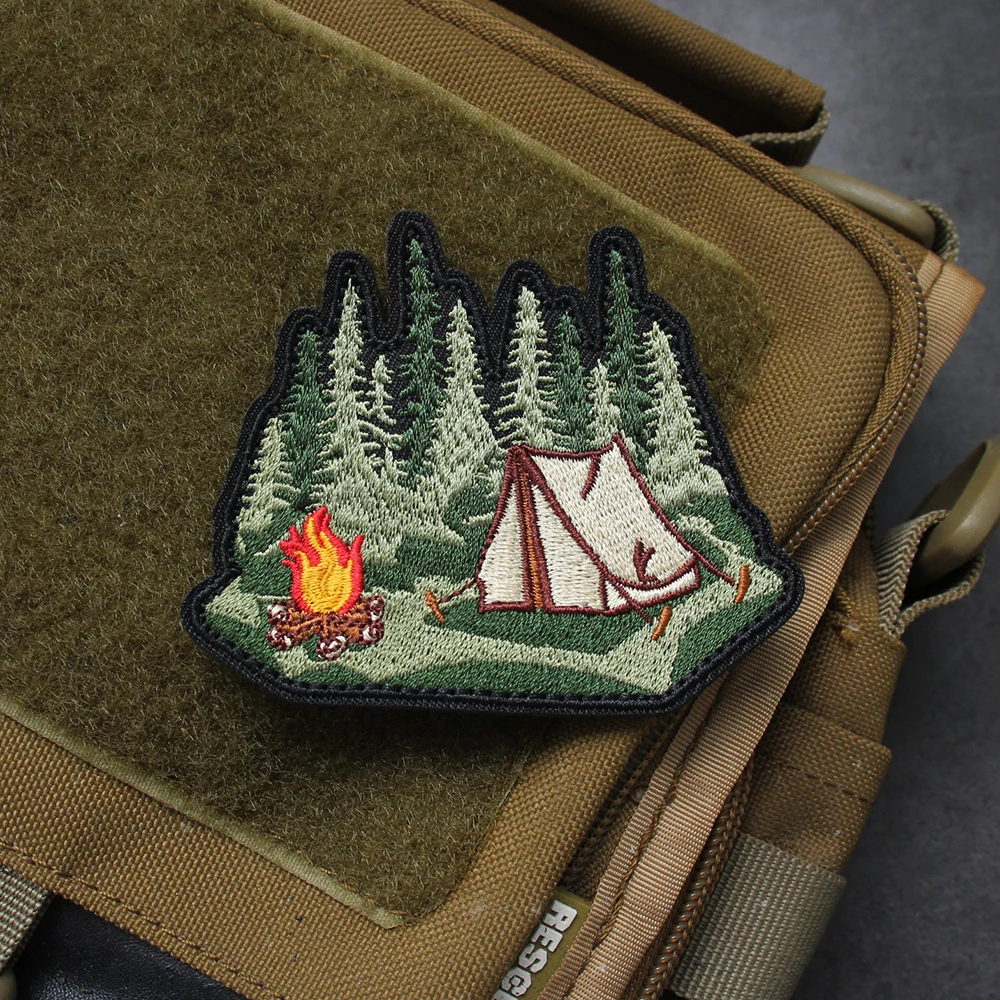 Parche bordado para acampada, tienda de campaña, brazalete táctico de jungla para entusiastas del aire libre, ropa, decoración de mochila