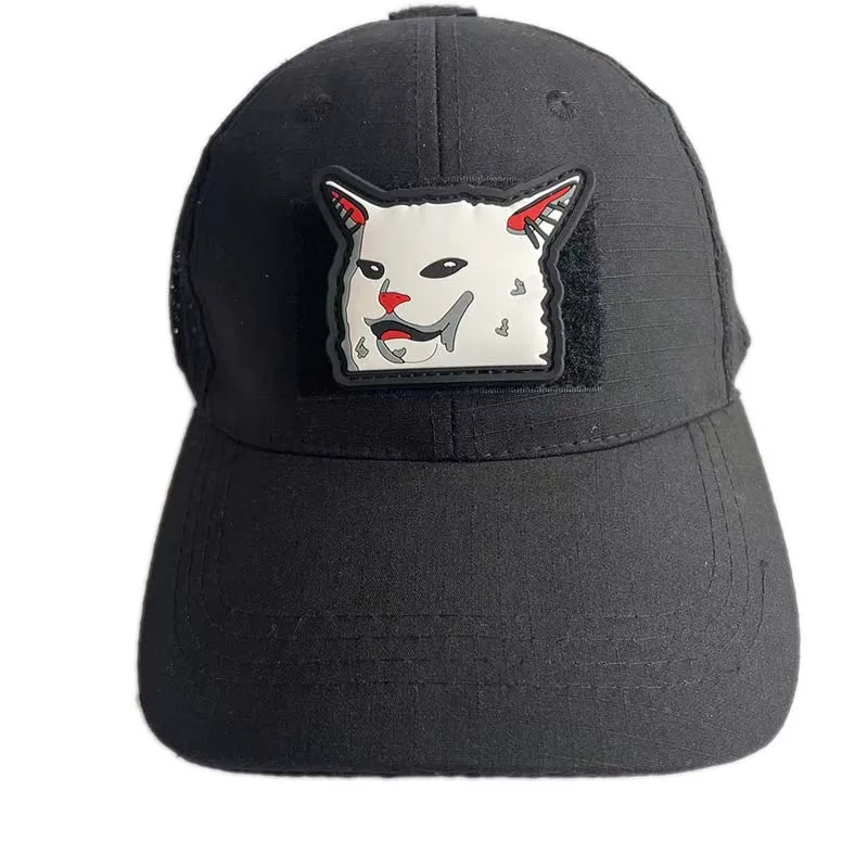 Parches de moral de PVC con cara de gato, divertidos y bonitos con gancho, insignia de pegatinas tácticas de gato con grafiti Meme de Internet para brazalete, ropa - imagen 5