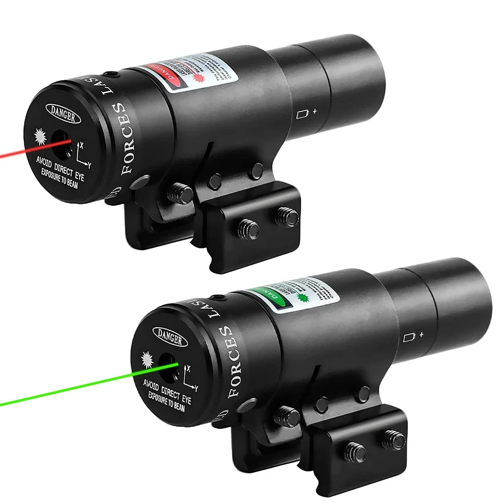 Mira láser de punto rojo, puntero láser compacto rojo y verde, mira láser con baterías para tiro de caza de 11/20mm