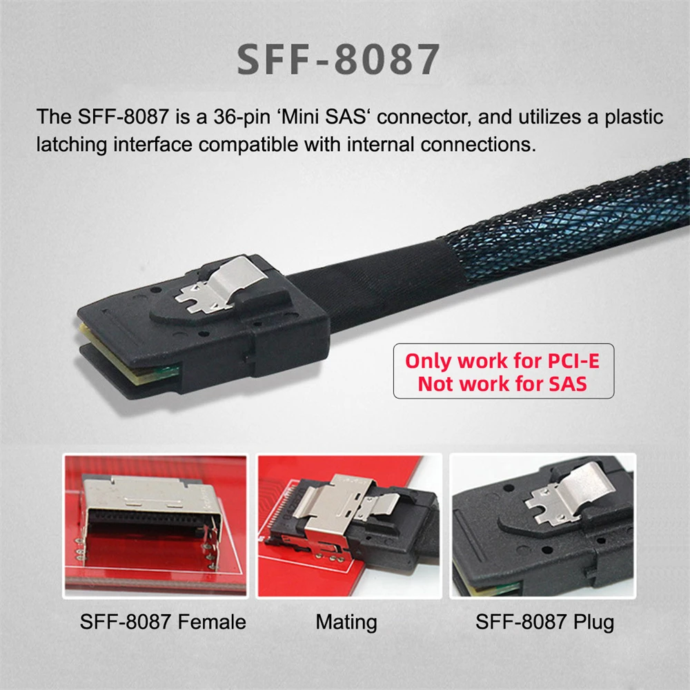 CY-Cable activo de datos SSD 0,5 M Oculink SFF-8611 4i Slimline a SFF-8087 pci-express - imagen 2