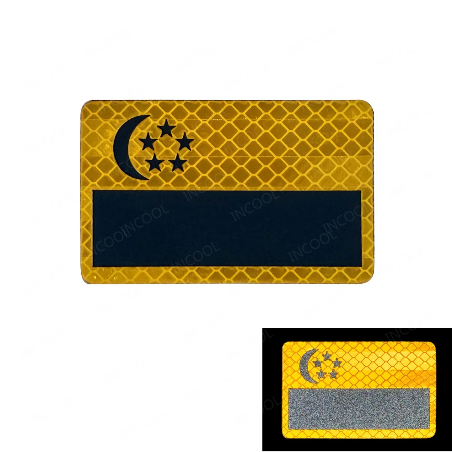 Parche reflectante IR bordado bandera de Singapur PVC goma táctica - imagen 3