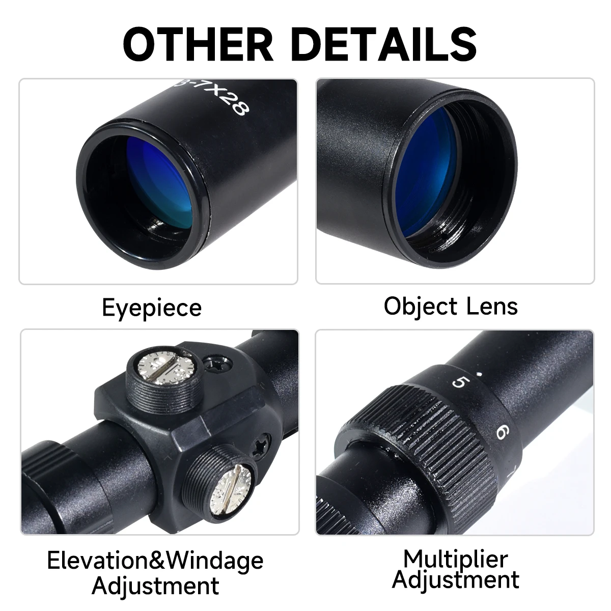 Mira telescópica de caza 4x 20/4x 2/3-7x20/3-7x28, óptica de mira cruzada, mira para pistola, mira para Rifle de caza Airsoft para riel de cola de milano de 11mm - imagen 4